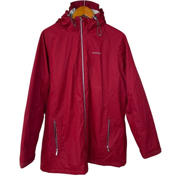 Craghoppers Anza Jacket XXL 14 Women Red Gorpcore Waterproof Hooded Wind Resist - Picture 1 of 9
